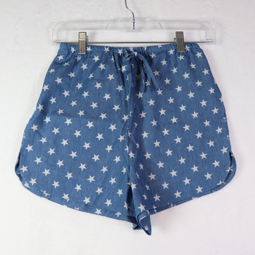 SHE + SKY Light Blue Star Print‎ Drawstring Shorts, Size S